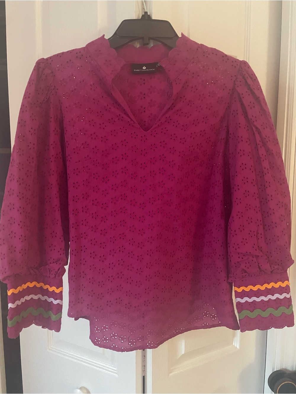 Emily Lovelock Eyelet Peasant Blouse